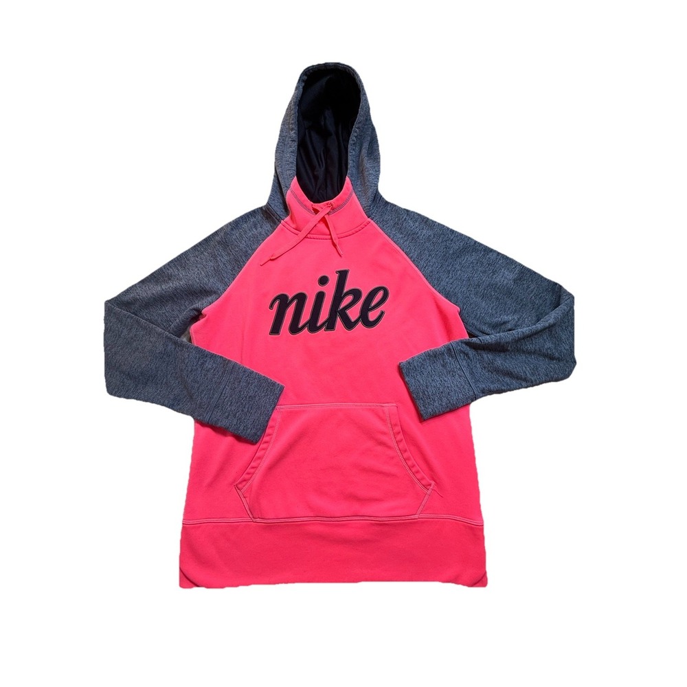 Nike Womens Med Therma-Fit Hoodie Neon‎ Pink Grey Sporty Gym Running Athleisure